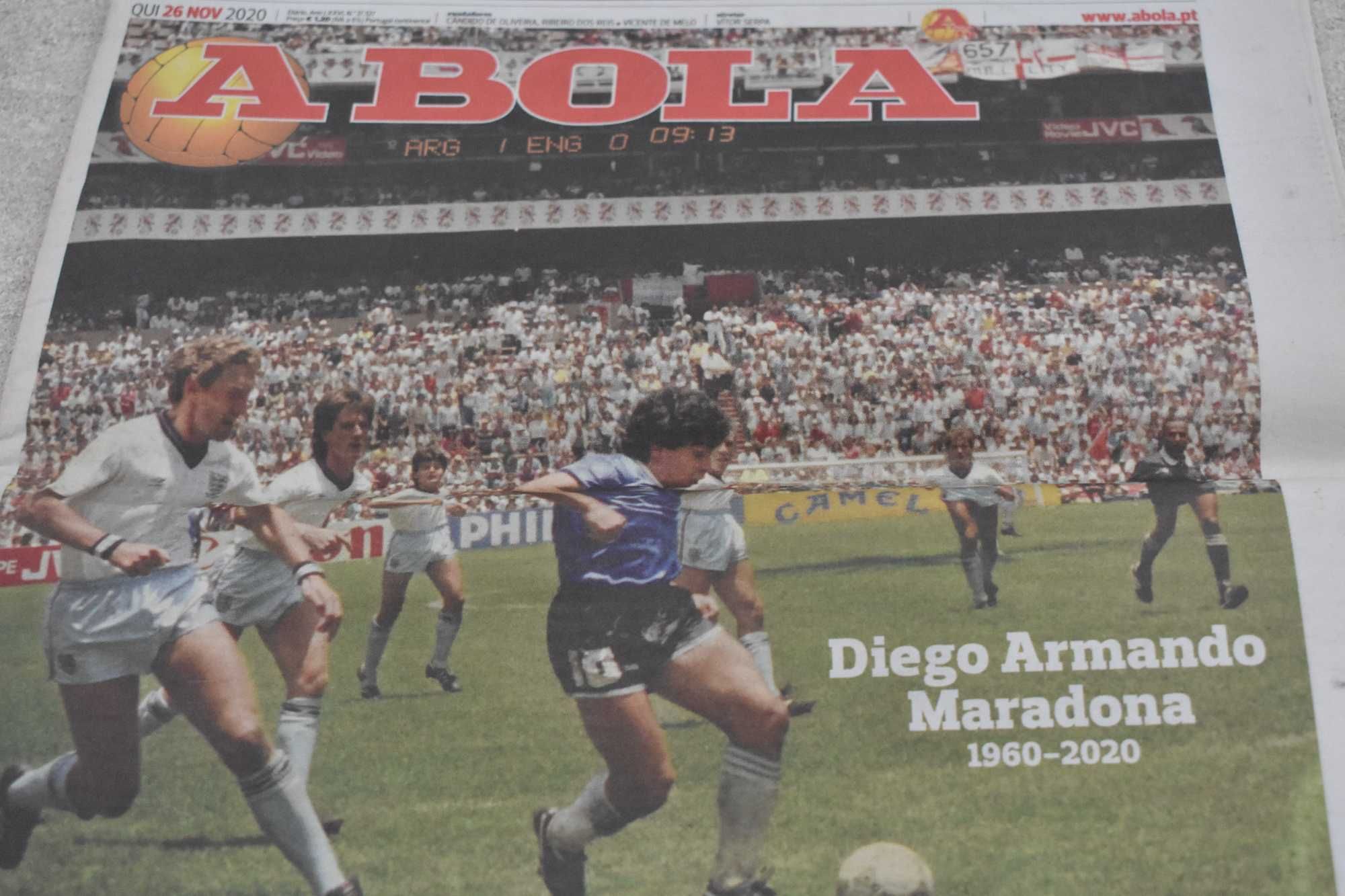 Vendo jornal A Bola 26 Novembro 2020 (falecimento Diego Maradona)