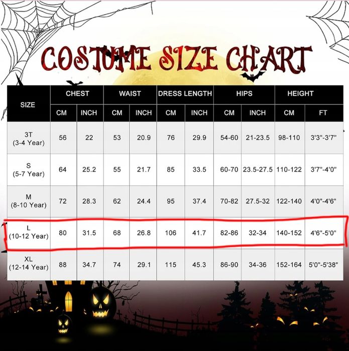 Kostium wampira Kostium na Halloween dla dziewczynek 8-10 lat