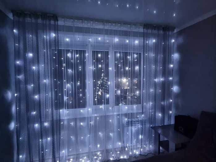 ТОП ПРОДАЖУ! Гірлянда мішура. Тепле/холодне світло. Пульт керування.