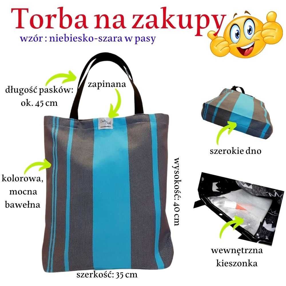 Torba na zakupy bawełniana shopperka kolorowa siatka