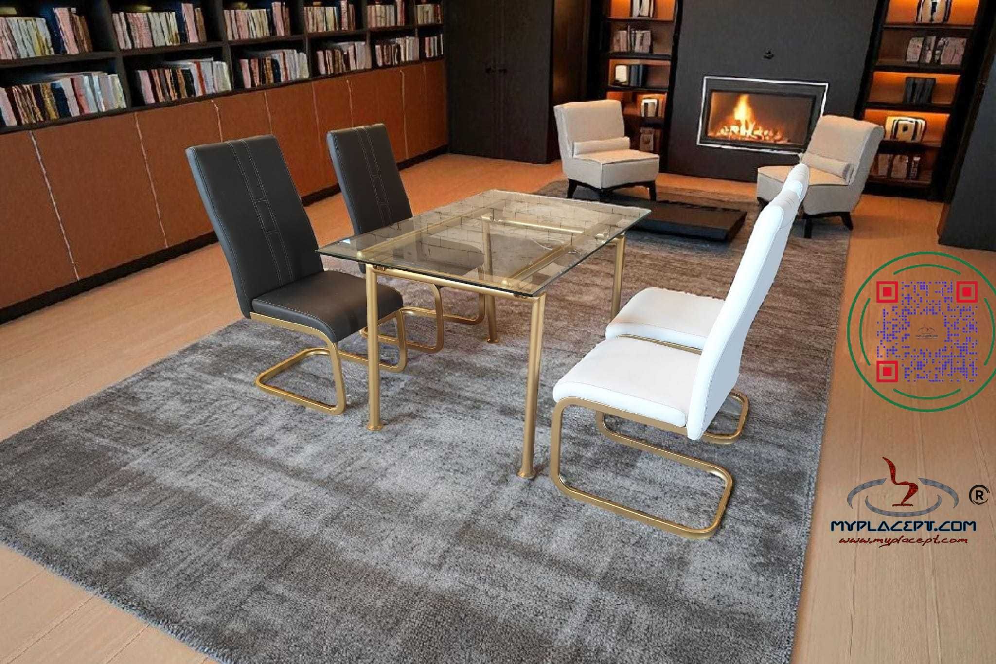 conjunto Mesa retangular 741 vidro temperado + Cadeiras Los Angeles