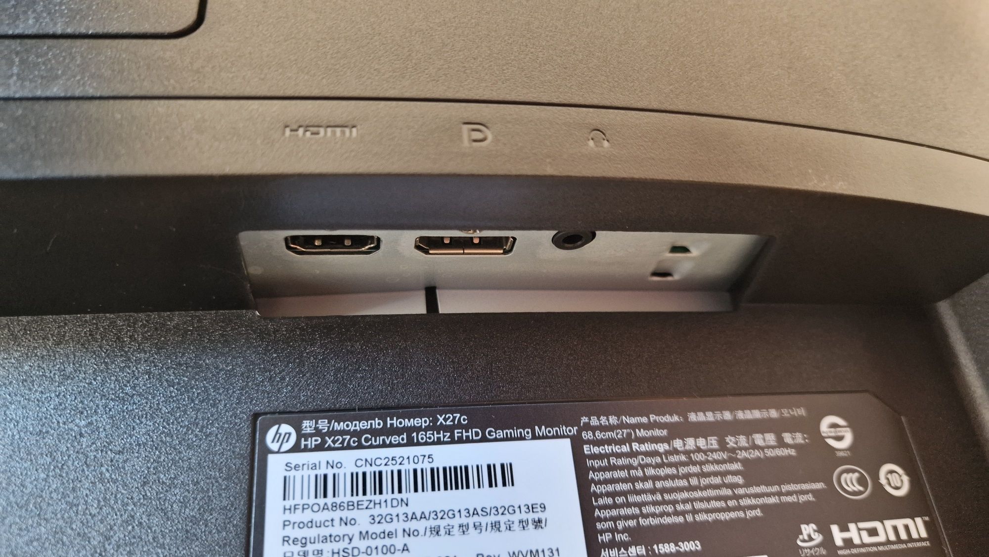 Monitor HP X27c Curvo 165Hz Gaming Monitor