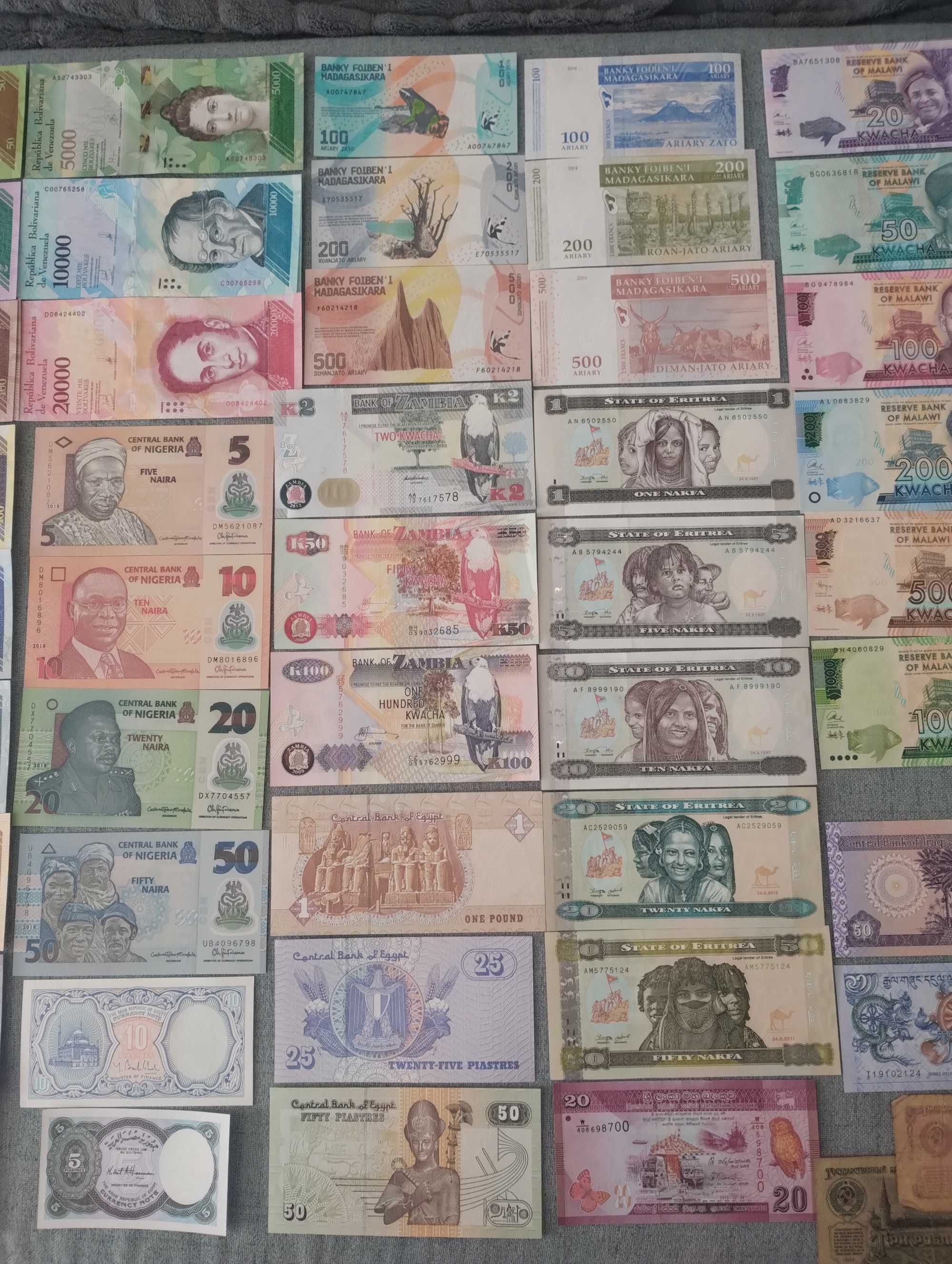 Zestaw banknotów , Afryka, Azja, Ameryka , Europa - 80 sztuk