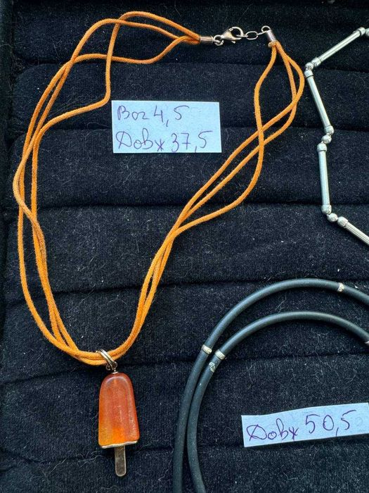 Кольє чокер кулони на шнурках - срібло