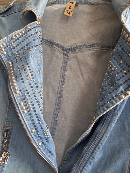 Jeansowa ramoneska z ćwiekami Cinic M