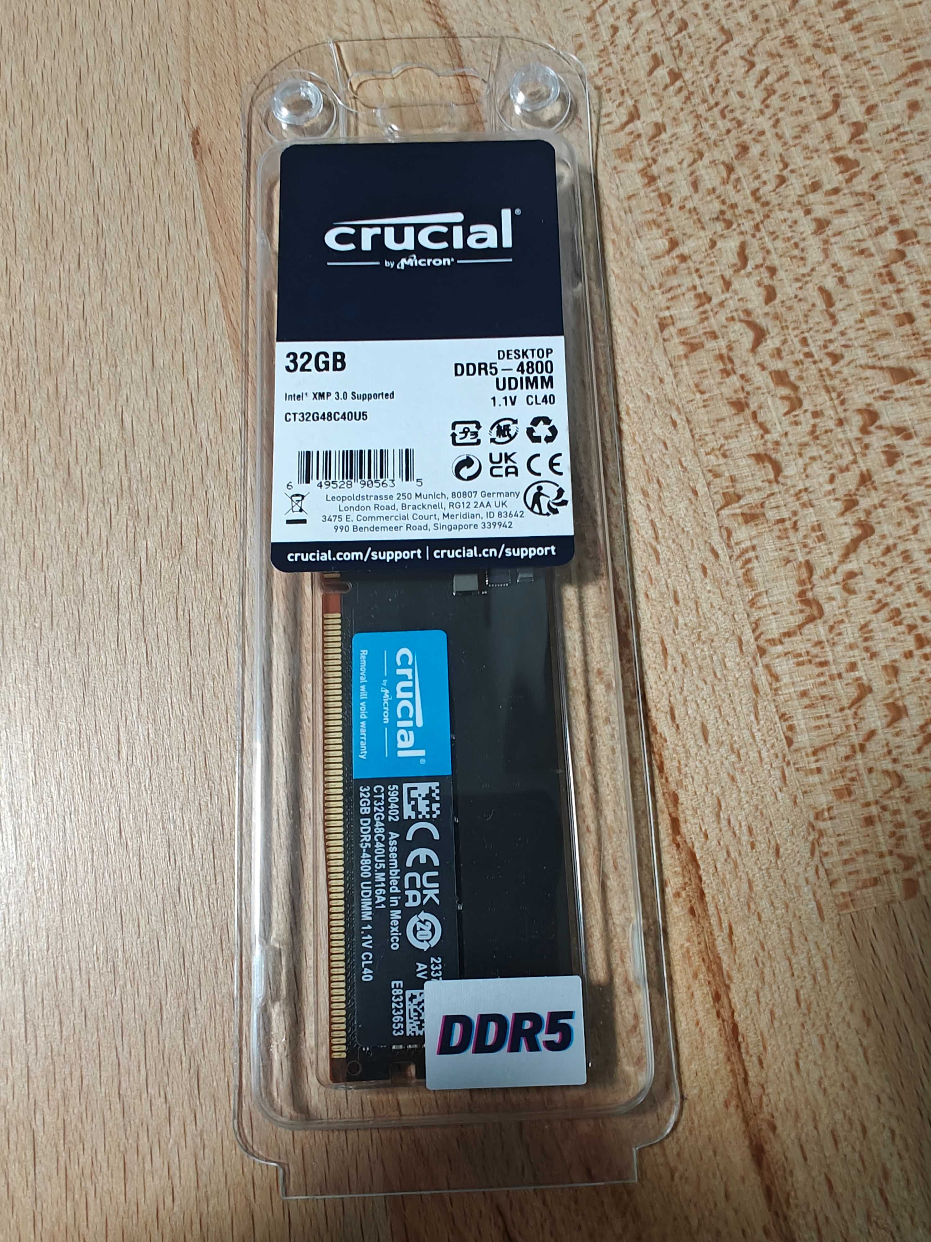 Pamięć Crucial RAM 32 GB DDR5 4800 MHz CL40 CT32G48C40U5