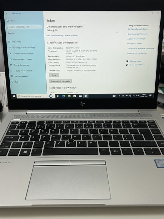 Portatil HP Elitebook 840 G6 Ecrã Touch