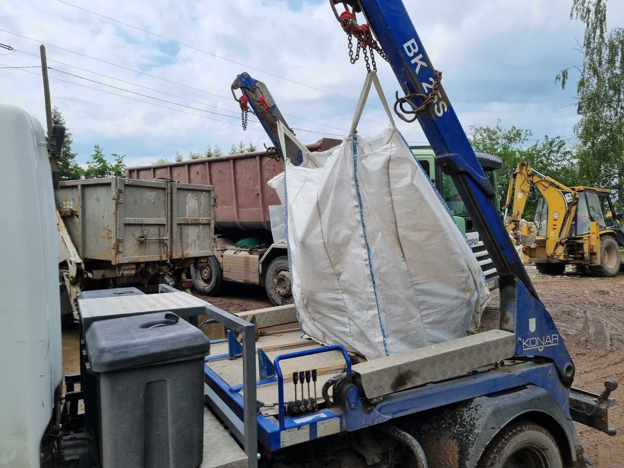 kontenery na gruz, wywóz, ziemia, liście, piach, worki big bag