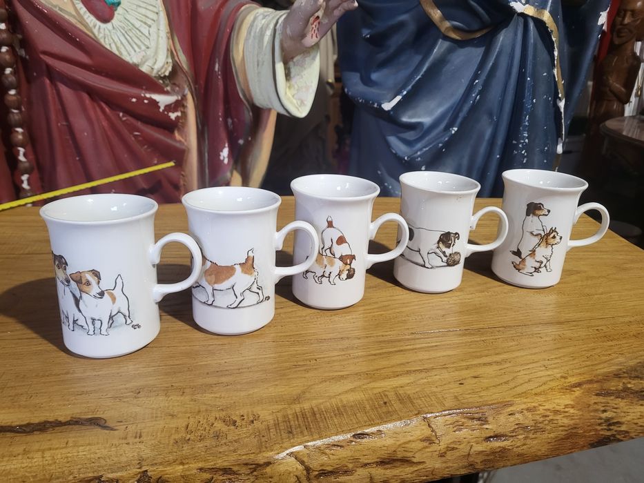 Vintage kubki Greys Terrier Louise Wood sygnowane