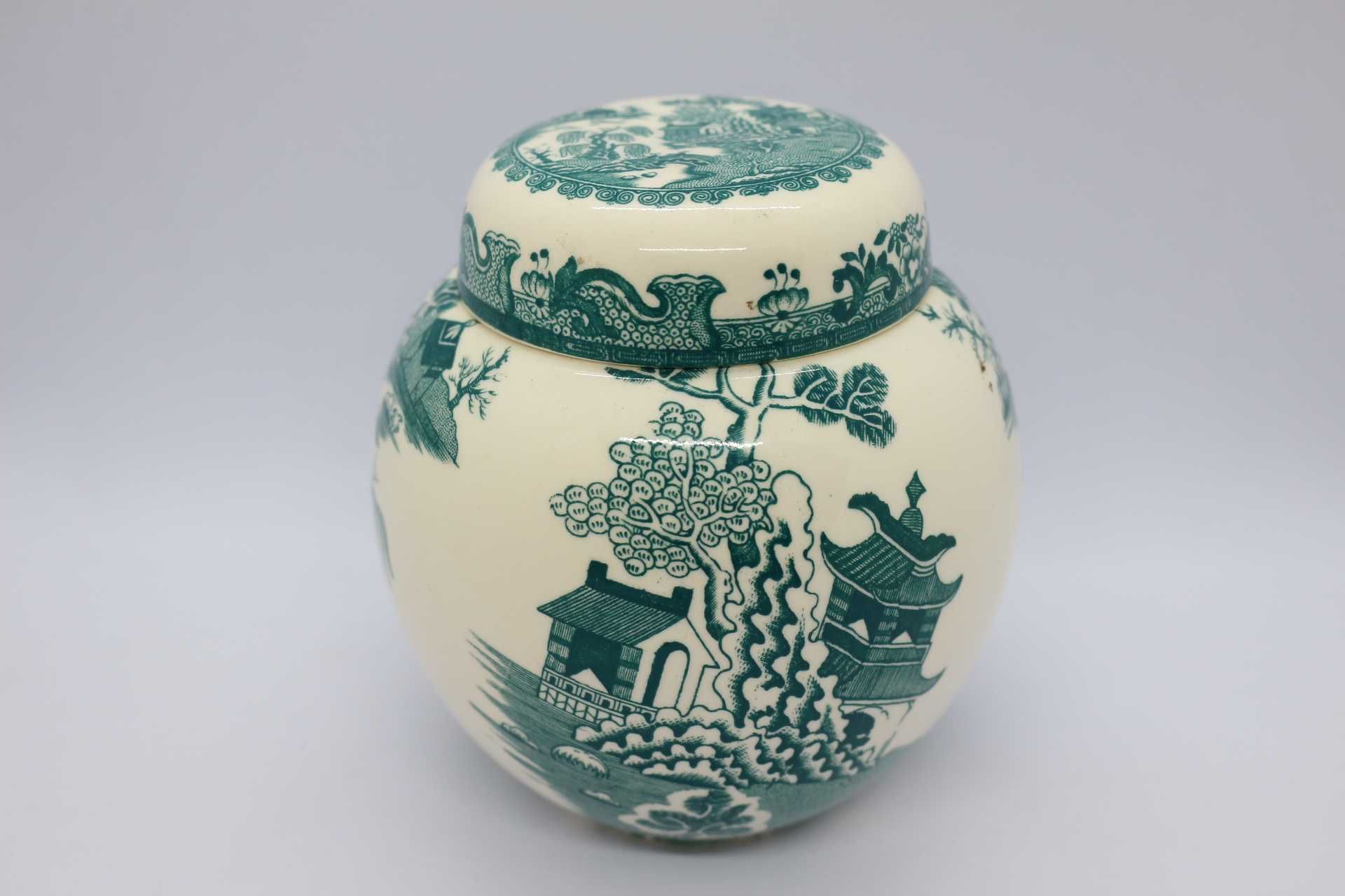 Vintage Pote porcelana Inglesa Mason's Verde Pagodes