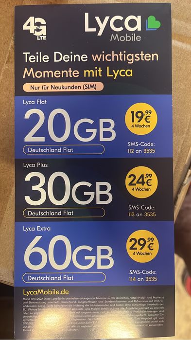 LycaMobile DE Niemcy SIM Card Starter Prepaid Karte