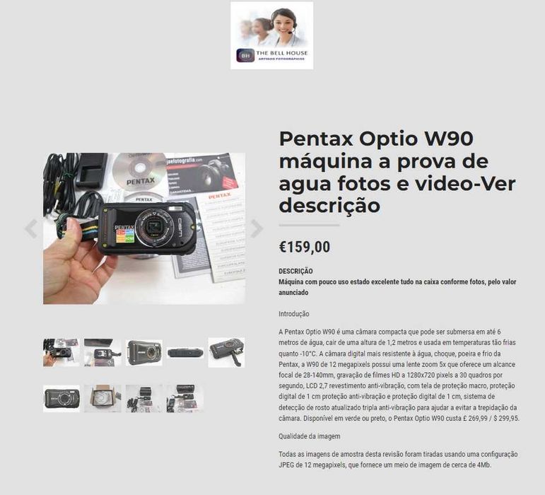 Pentax Optio W90 leve funcional todo lado até 6 metros debaixo de água