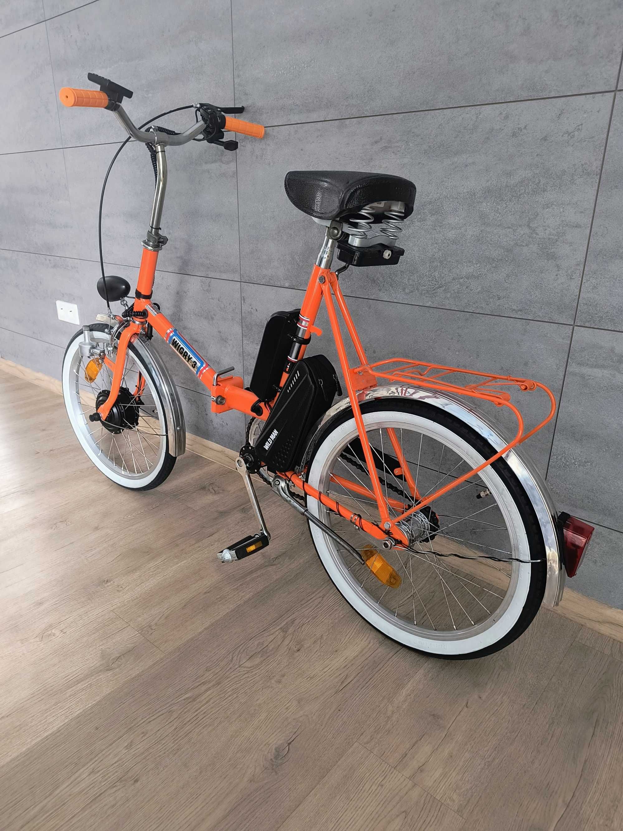 Wigry 3, e-wigry, rower elektryczny, klasyk PRL - pomarańczowy