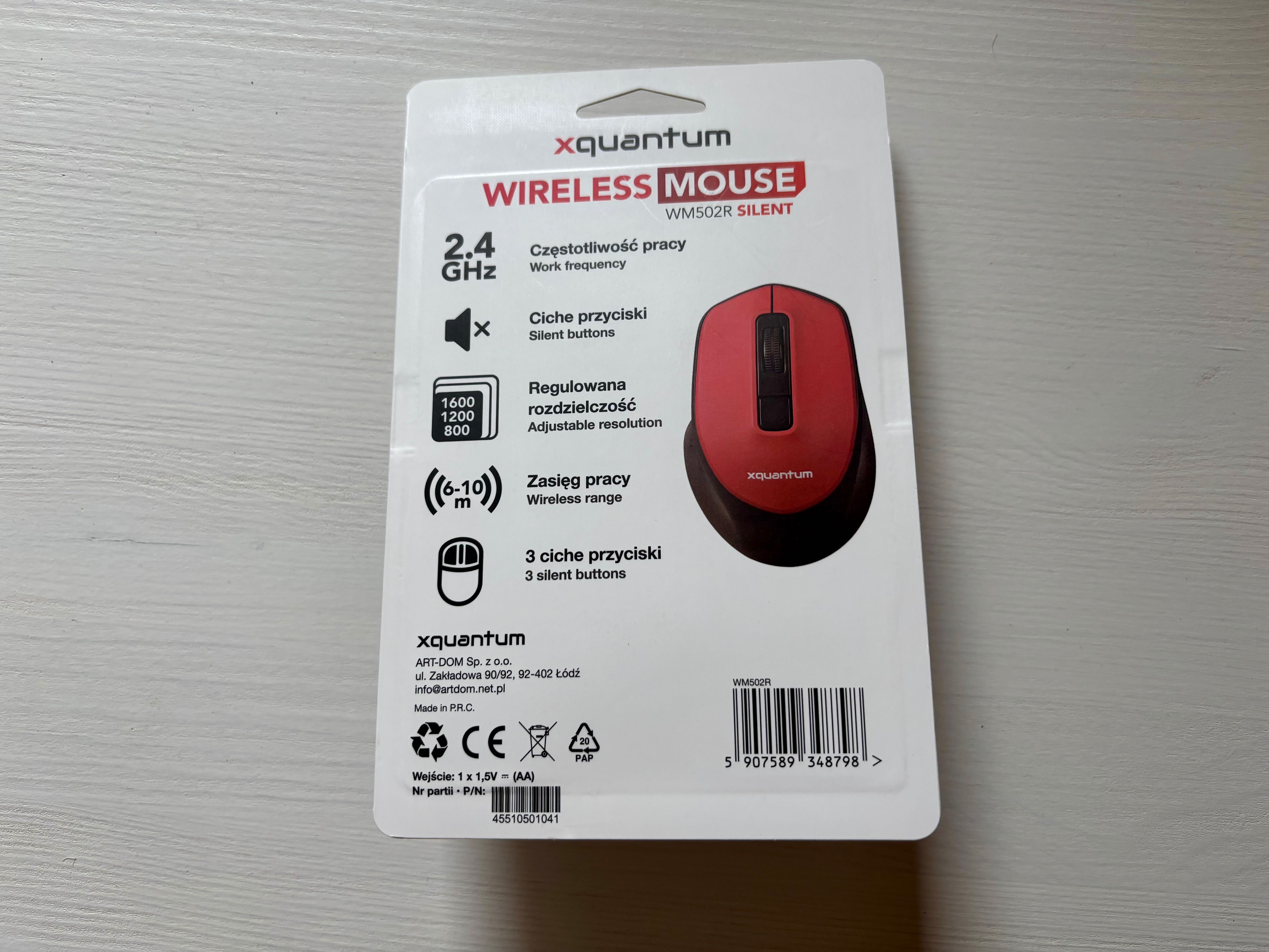 Mysz XQUANTUM WM502R Silent Czerwony