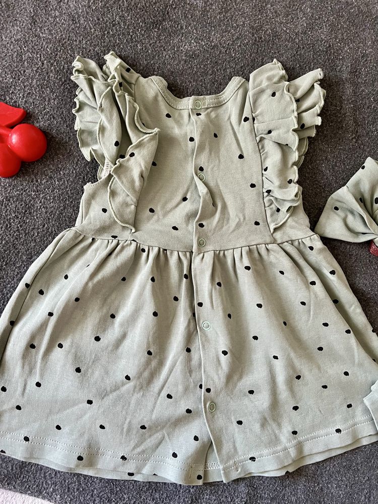 Komplet sukienka bloomersy opaska r. 80 Little Angel