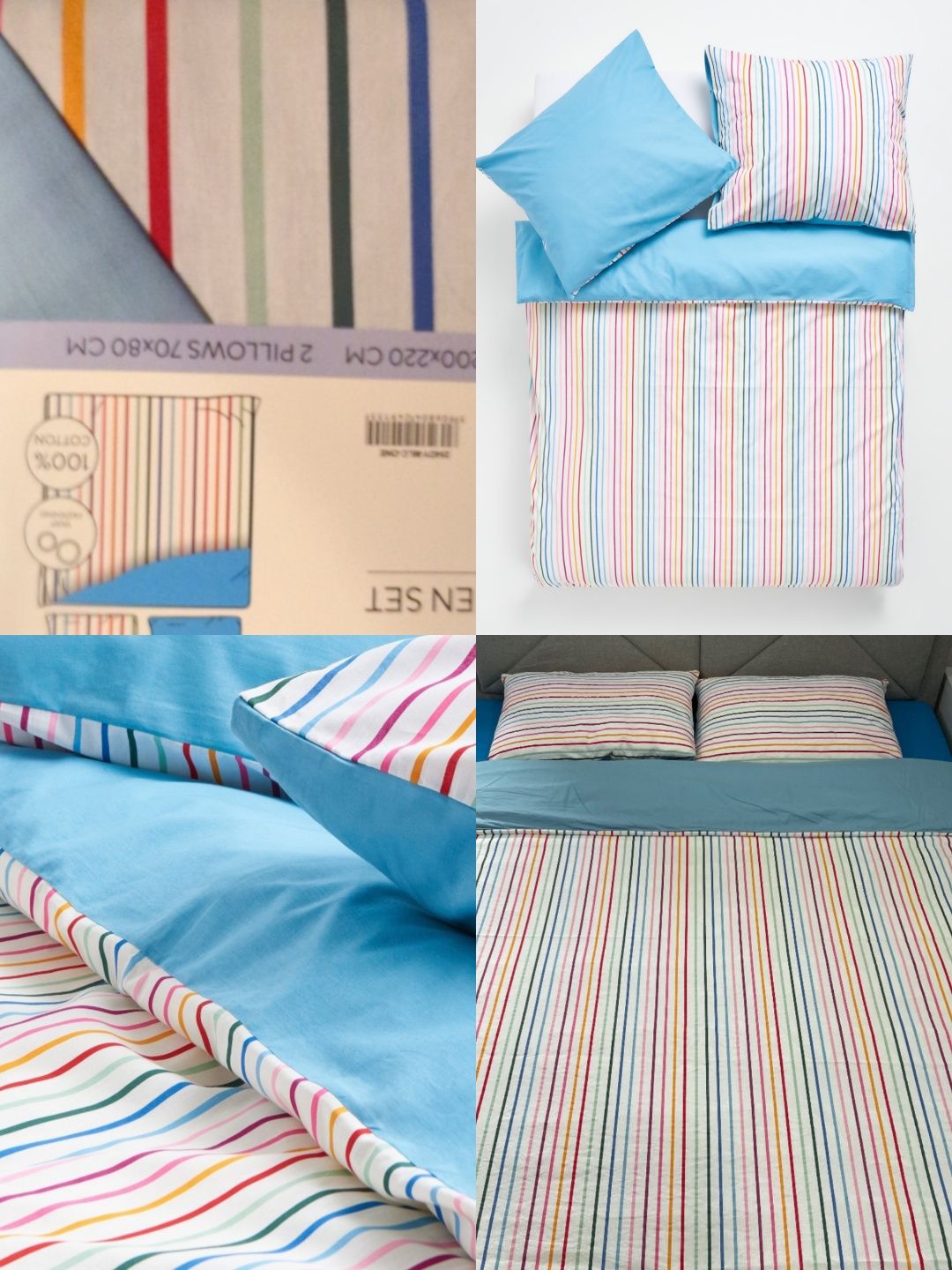 Komplet pościeli dwustronna bawełniana 200x200 + 2x poduszki