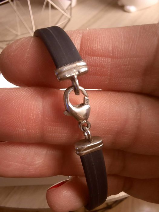 Pulseira de criança rapaz em prata e borracha - NOVA