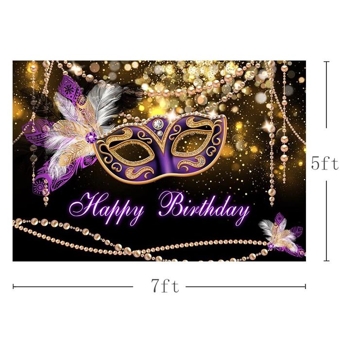 Ścianka tło 210 x 150 cm Happy Birthday urodziny karnawał sylwester