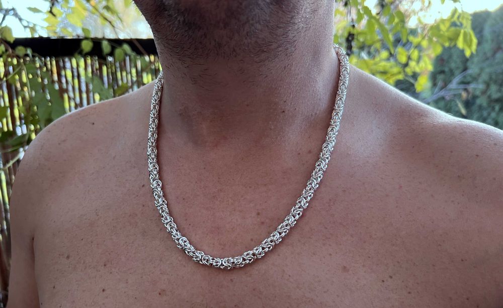 55cm 6,5mm 85g Łańcuszek Bizantyjski-królewski srebro pr925