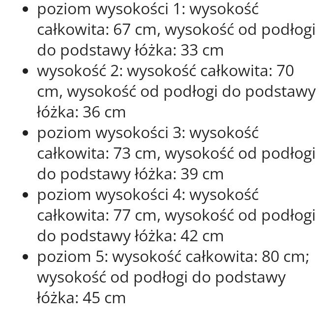 Łóżeczko niemowlęce, dostawka