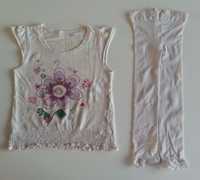 piżamka na lato dla dziewczynki biała rozmiar 98