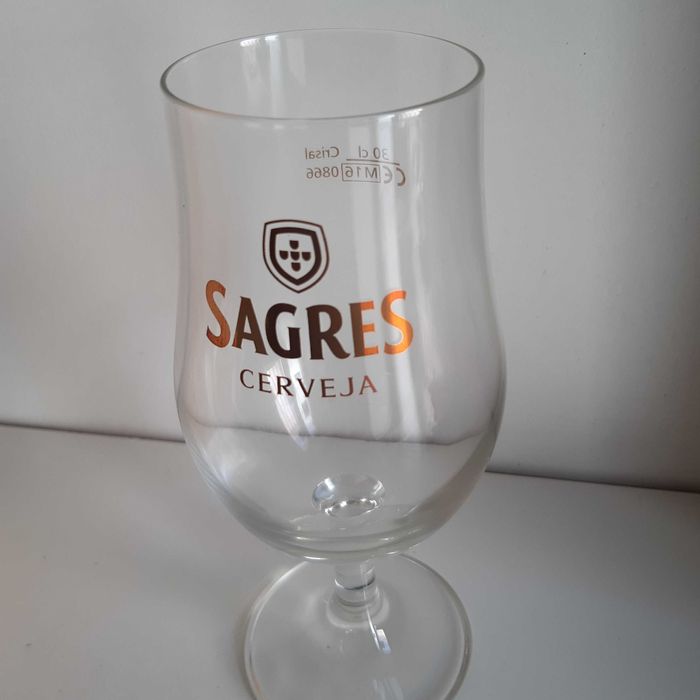 Caixa 6 Copos tipo Tulipa Cerveja Sagres 30cl. Novos