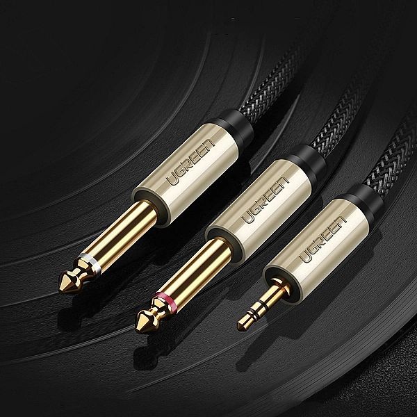 Ugreen kabel przewód audio mini jack 3,5 mm - 2 x jack 6,35mm 2m szary