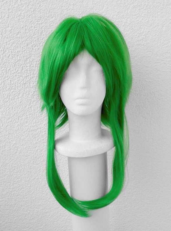 Gumi Vocaloid peruka zielona krótka z grzywką cosplay wig
