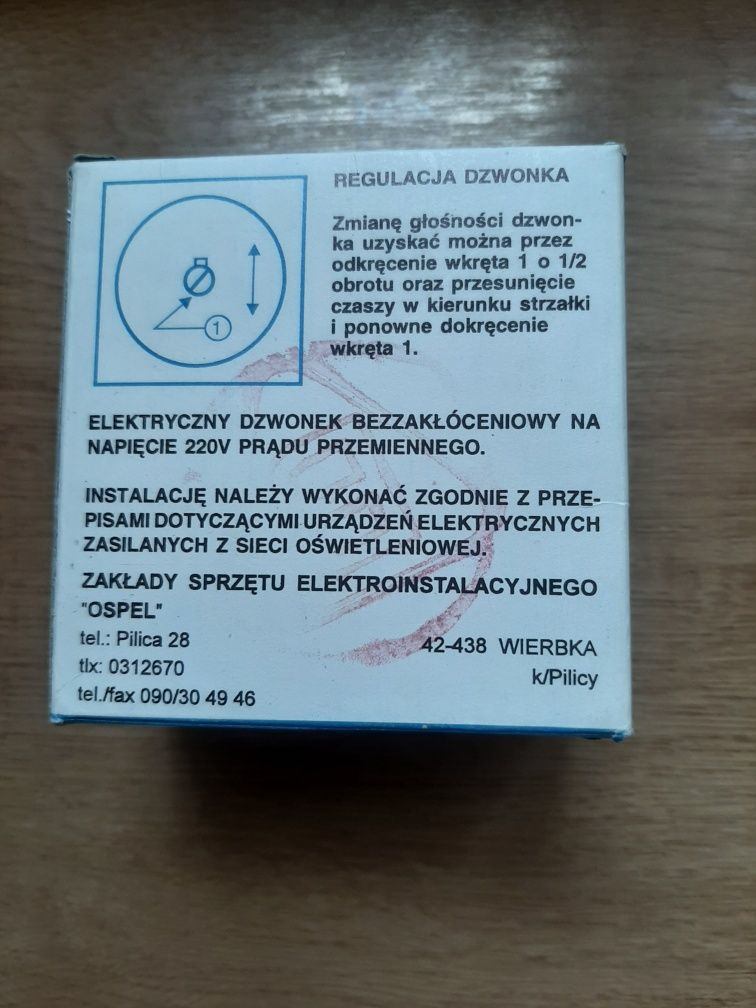 Dzwonek elektryczny bezzakłóceniowy 220V, czy PRL,