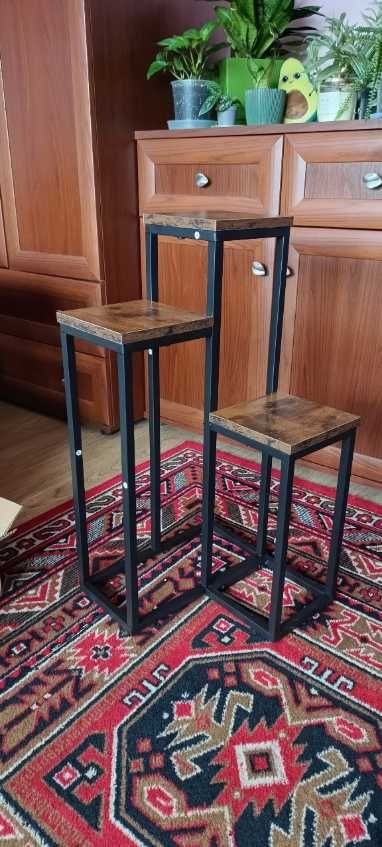 Kwietnik Stojący Metalowy Loft Industrial Półka Na Kwiaty 67 Cm NOWY