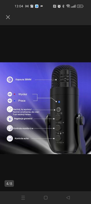 Profesjonalny mikrofon ZEALSOUND K66 USB PLUG&PLAY do pracy grania