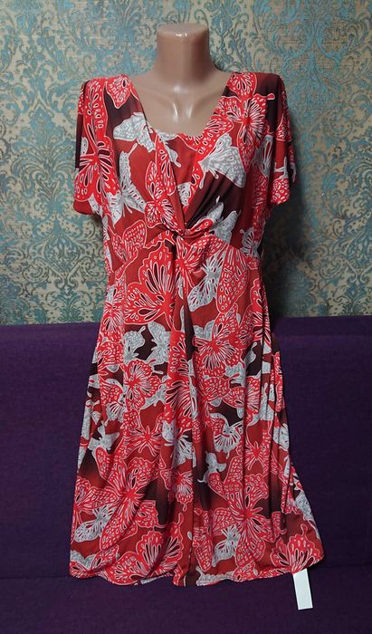 Красивое красное платье большой размер батал xl