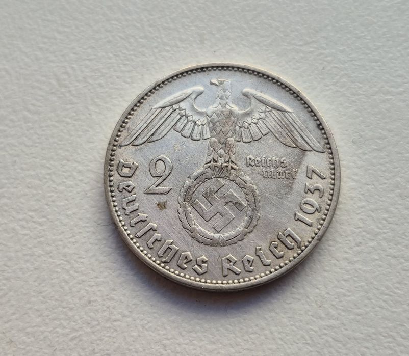 2 марки 1937 р. Німеччина 3 рейх Гінденбург срібло