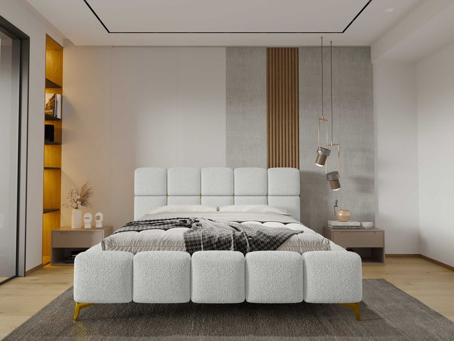 Łóżko Sypialnianie z Pojemnikiem + stelaż metalowy CloudGold PRODUCENT