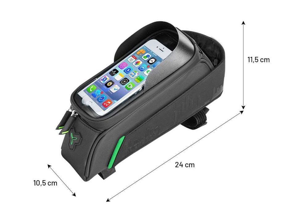 Sakwa rowerowa Rockbros 029-1BK na ramę z pokrowcem na telefon czarna