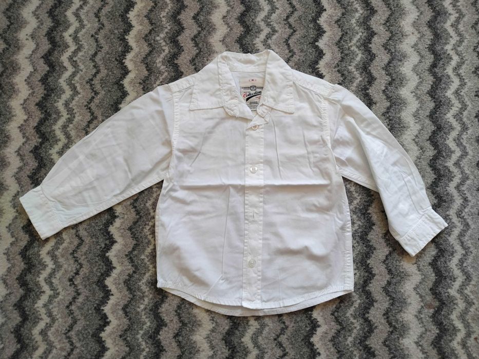 Koszula chłopięca z długim rękawem, 100% bawełny, biała, roz. 92