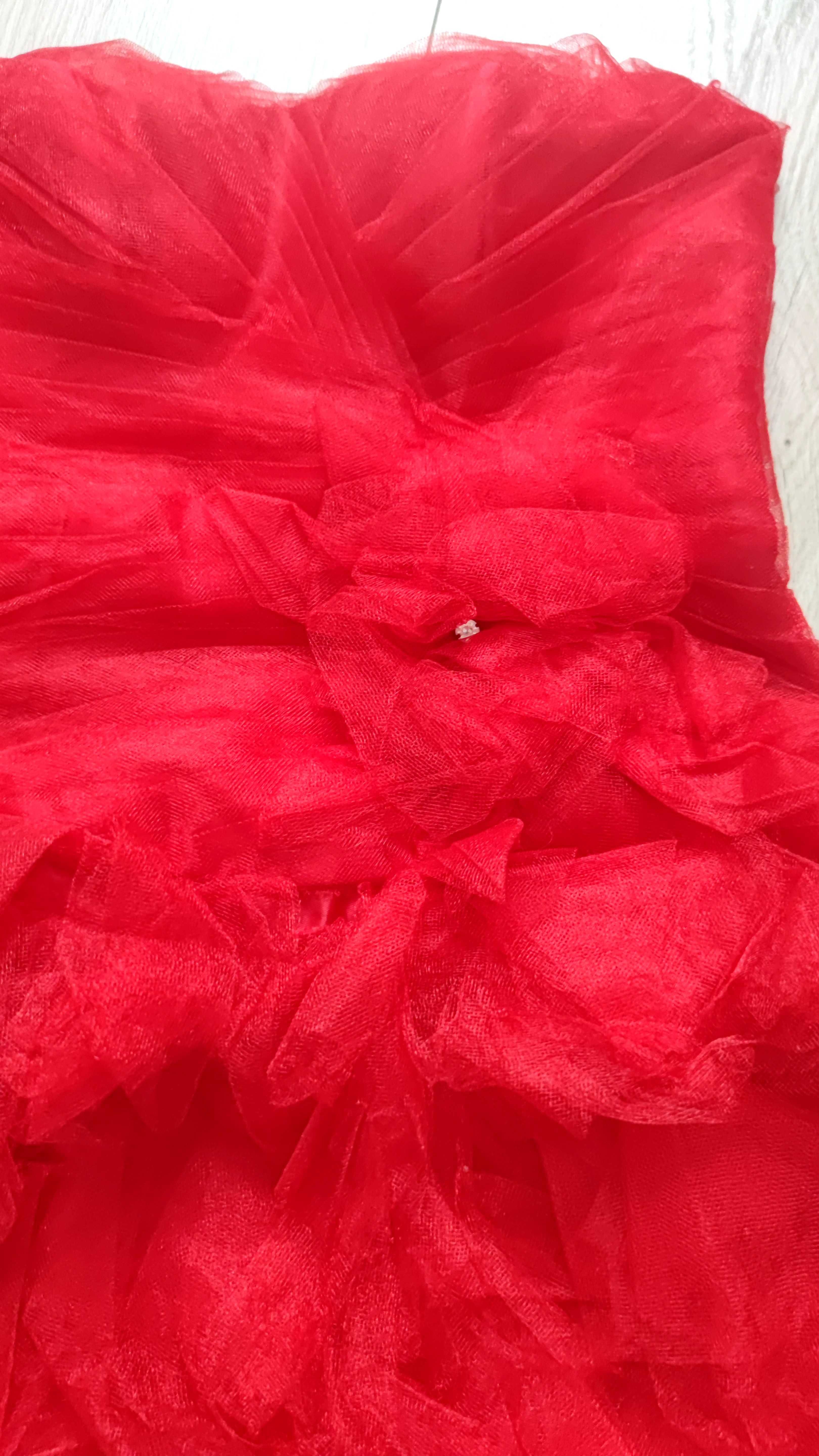Czerwona mini sukienka tiulowa gorsetowa S M