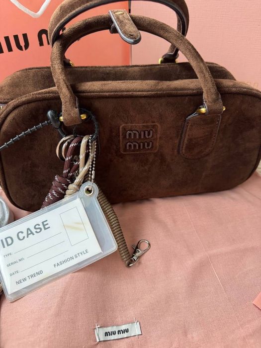 Torebka zamszowa czekoladowa Miu Miu! Premium! 27x11! OD RĘKI