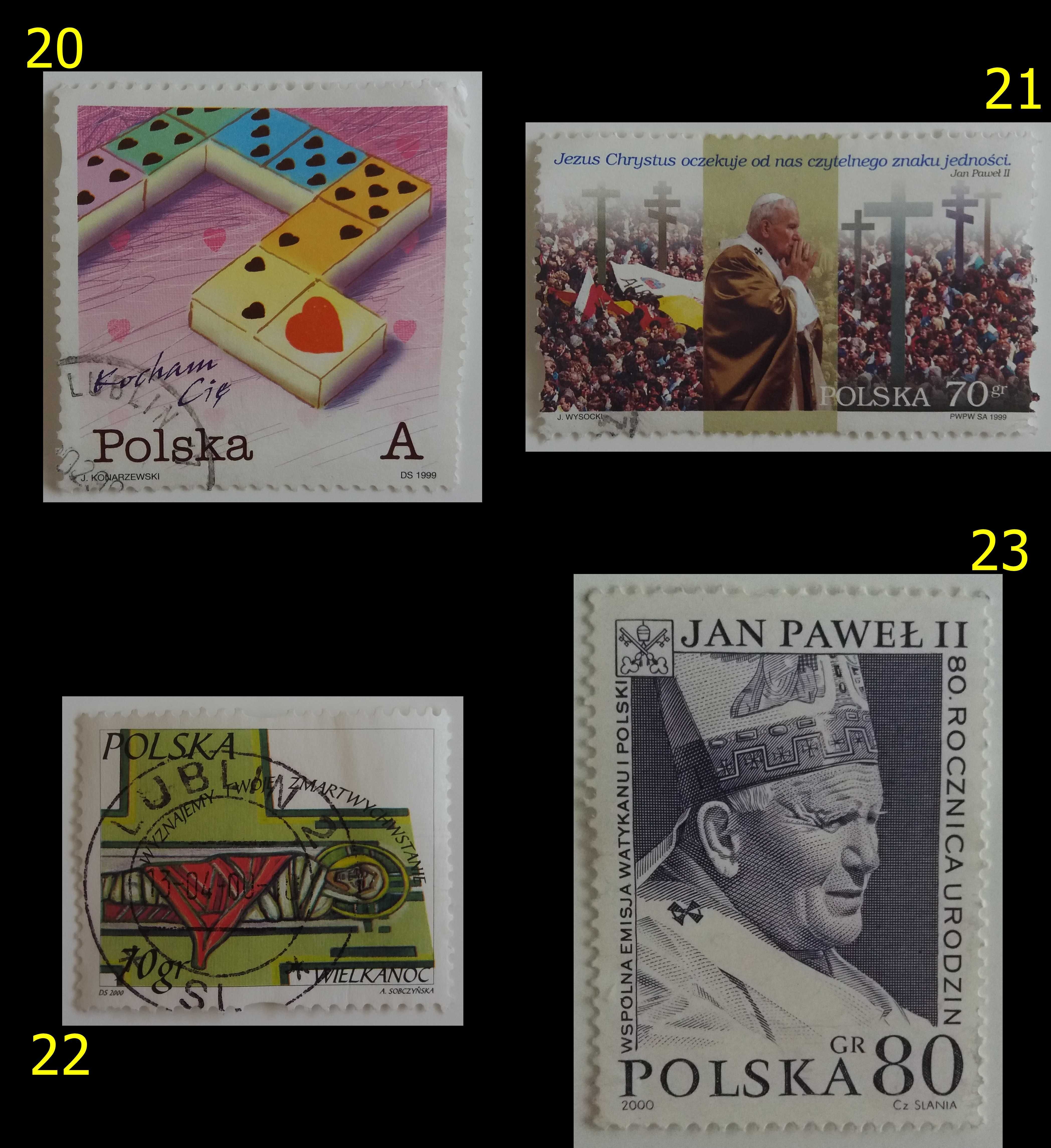 Znaczki pocztowe, Polska, 1990 do 2001, 15 sztuk