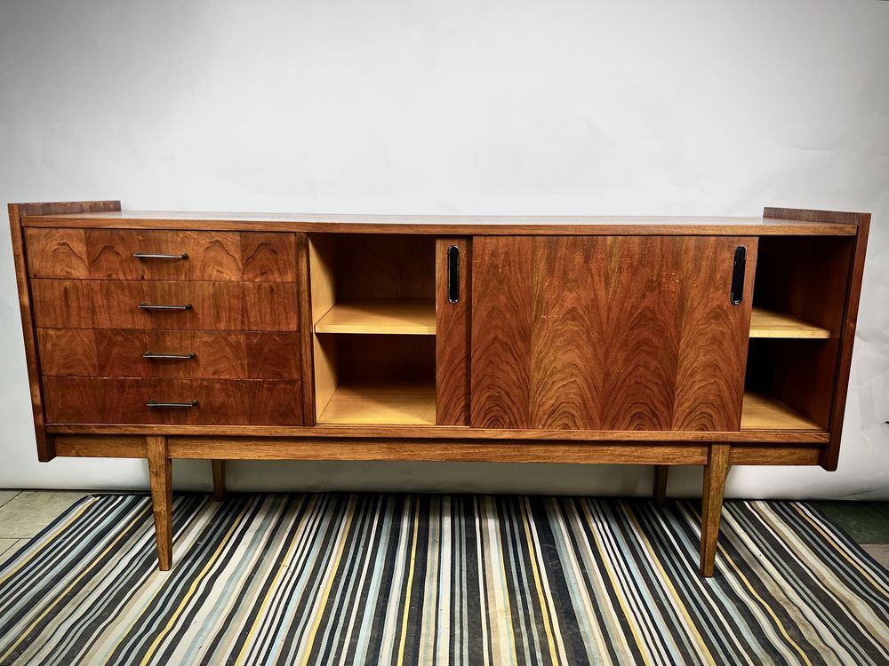 Komoda PRL sideboard Trzcianeckie FM orzech mat lata 60 vintage