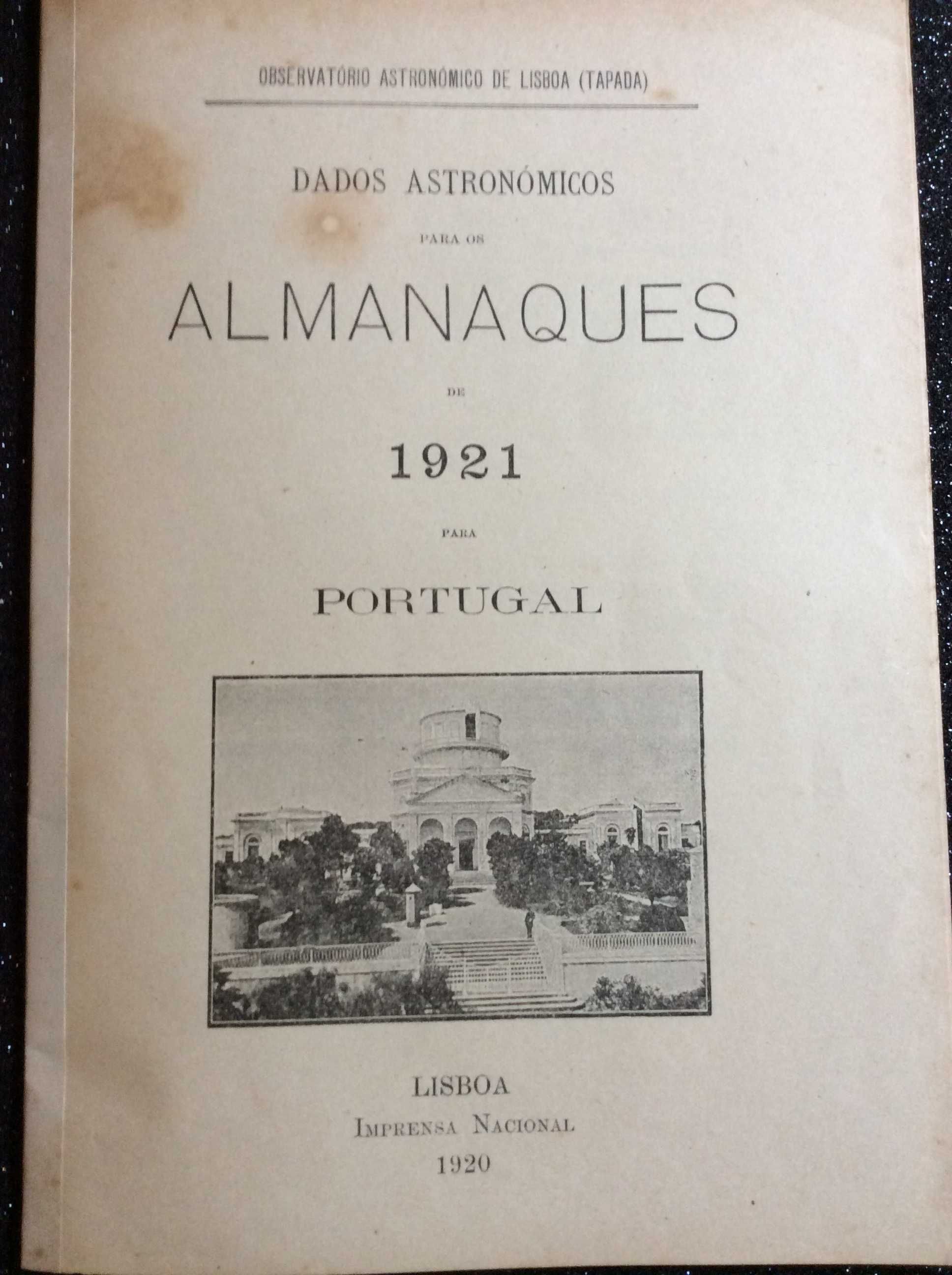 Dados astronómicos para os almanaq. de 1921 para Portugal. Ver índice