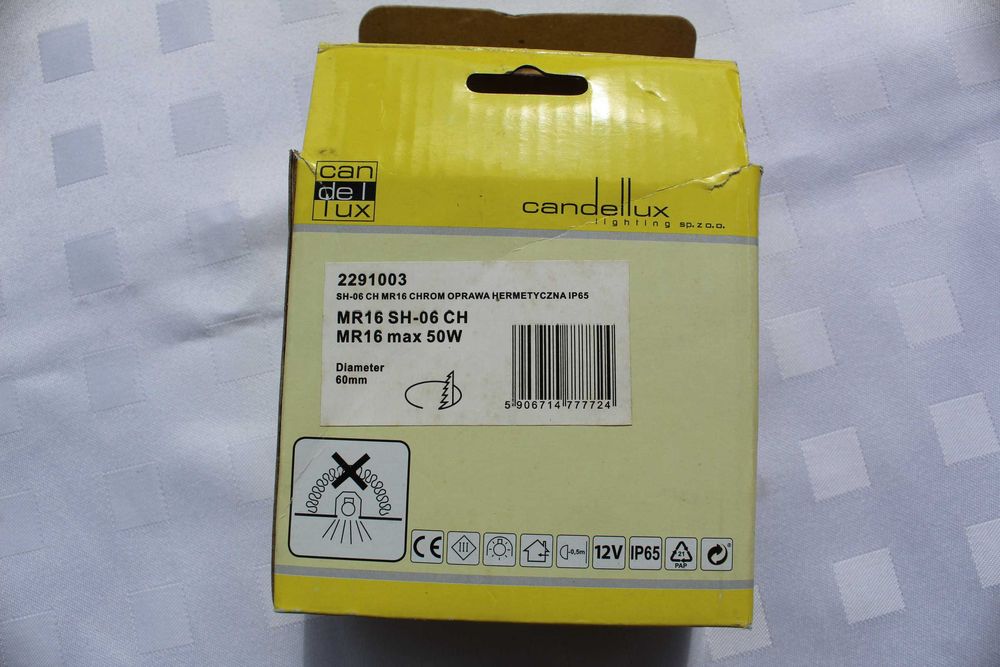 Oczko Lampa Sufitowa Hermetyczna Candellux SH-06 MR16 CH Chrom IP65