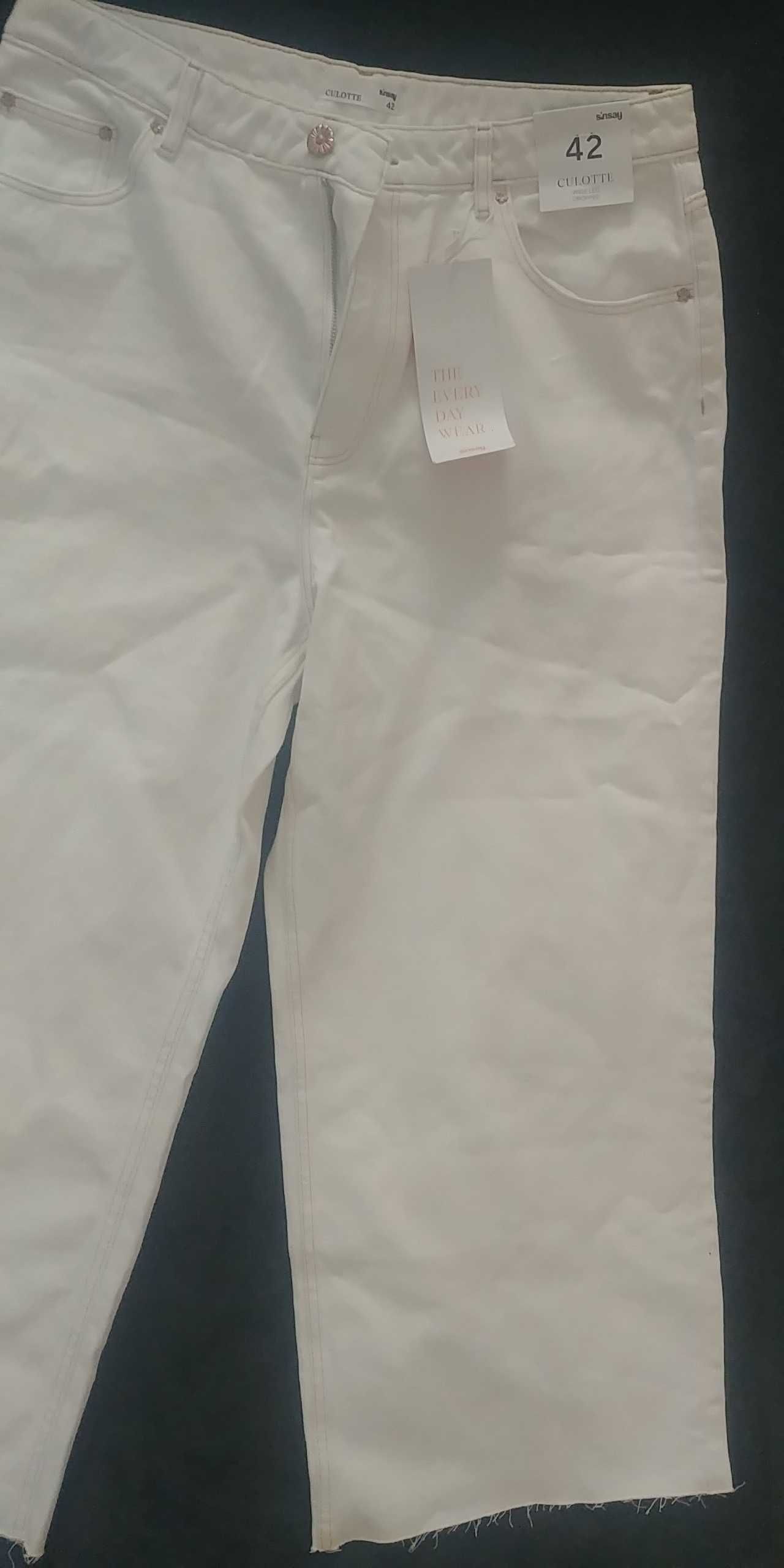 spodnie damskie białe/ beżowe sinsay rozmiar 42