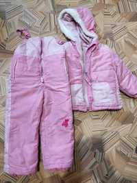 Зимний комплект комбенизон и куртка, комбинезон теплый комбез 3-4 года