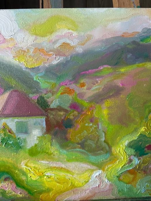 Авторська картина "Спокійна радість", Карпати, природа. Олія. 50x30