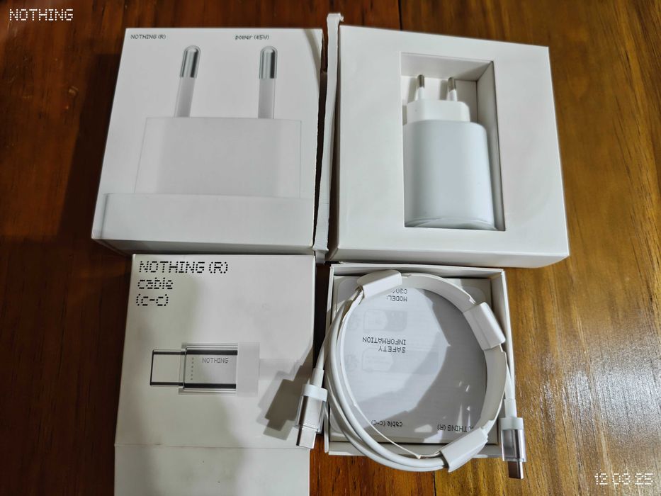 Nothing Carregador 45w e cabo Originais Carateristica Transparencia