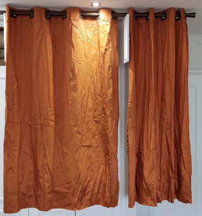Cortinas organza estore + portiers seda selvagem com varão metal