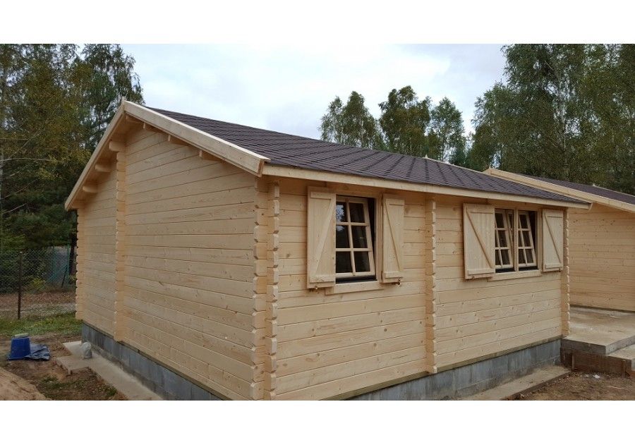 Domek letniskowy drewniany z balika, 3 pokoje pomieszczenia 6.0x5.5m n