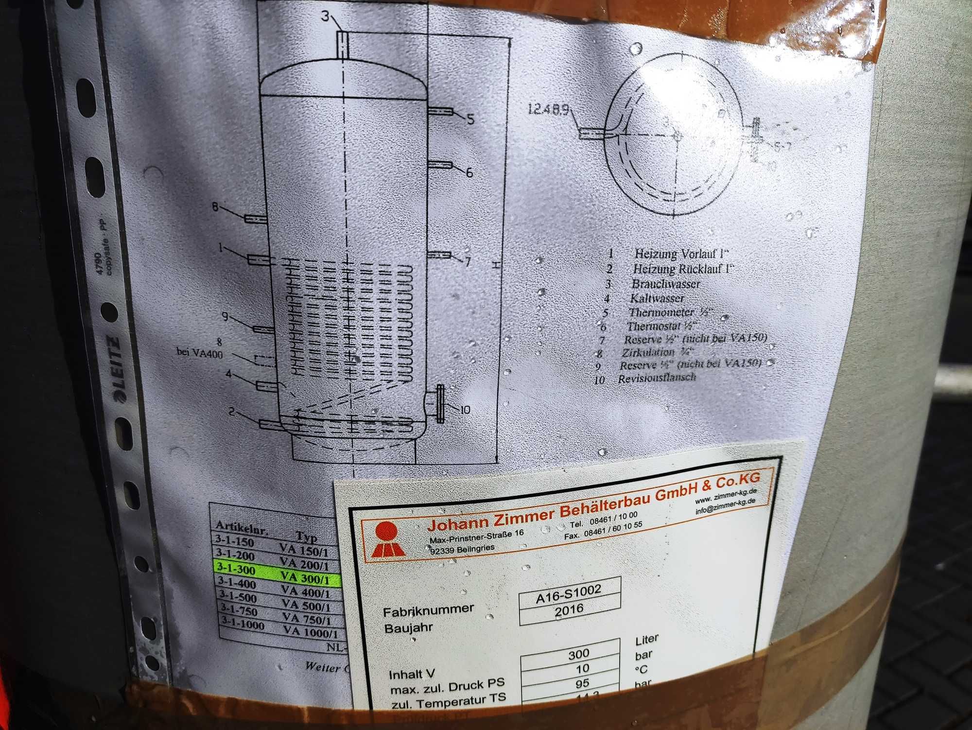 Bojler 300 L NIERDZEWKA ZIMMER wężownica  ocieplony NOWY