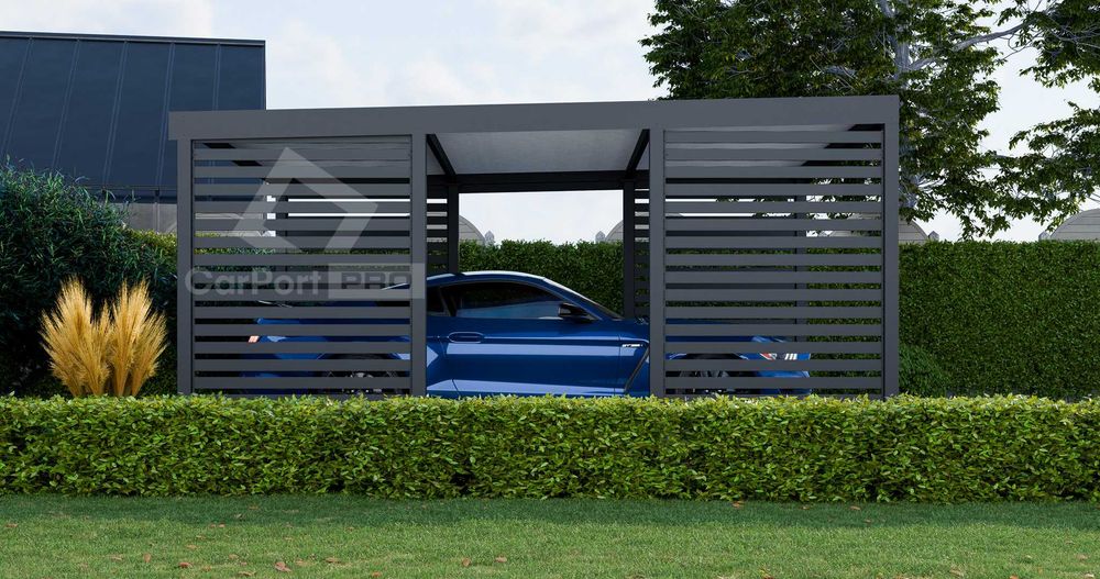 CarPort PREMIUM - wiata samochodowa 4x5 - antracyt - zabudowa  CP104